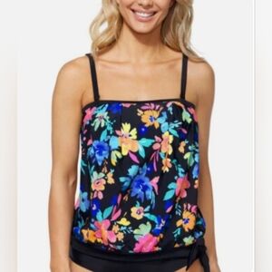 ISLAND ESCAPE Multicolor Floral Tankini Swim Top, NWT Size 10